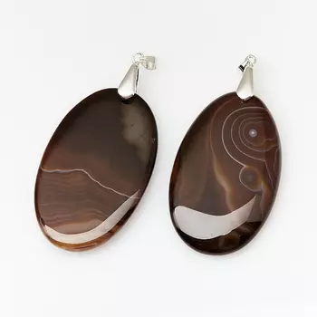 Кулон агат коричневый (биж. сплав) овал 8 см