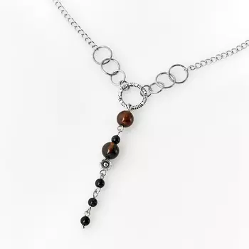 Кулон агат коричневый (биж. сплав, сталь хир.)