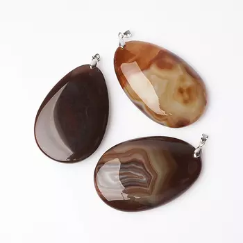 Кулон агат коричневый капля (биж. сплав) капля 7-8 см