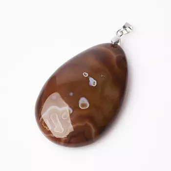 Кулон агат коричневый капля (биж. сплав) капля 7 см