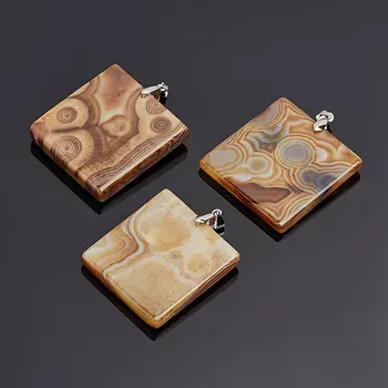 Кулон агат коричневый квадрат (биж. сплав) 6 см