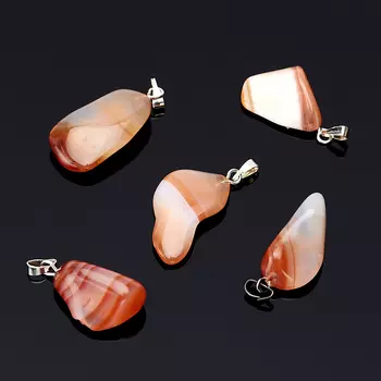 Кулон агат красный галтовка (биж. сплав) 1,5-3 см