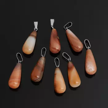 Кулон агат красный (биж. сплав) капля 3,5 см