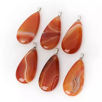 Кулон агат красный (биж. сплав) капля 5 см