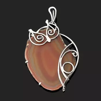 Кулон агат красный (нейзильбер)