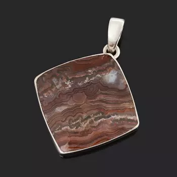 Кулон агат крейзи (серебро 925 пр.) ромб