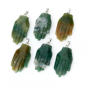 Кулон агат моховой (биж. сплав) 5-5,5 см