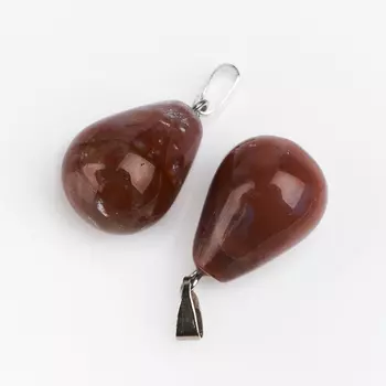 Кулон агат моховой (биж. сплав) капля 2,5-3 см