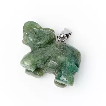 Кулон агат моховой (биж. сплав) слоник 3-3,5 см