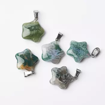 Кулон агат моховой (биж. сплав) звезда 2,5-3 см