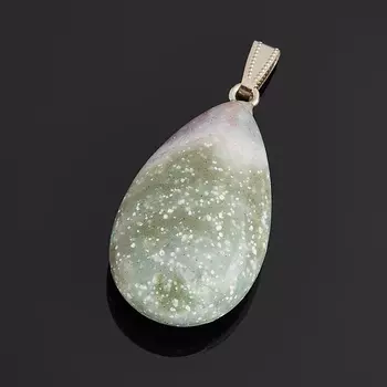 Кулон агат моховой капля (биж. сплав) 5 см