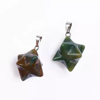 Кулон агат моховой меркаба (биж. сплав) 2-3 см