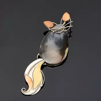 Кулон агат моховой (нейзильбер)