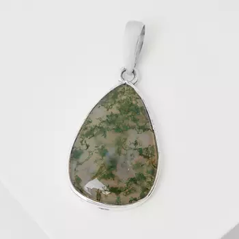Кулон агат моховой (серебро 925 пр.) капля