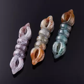 Кулон агат моховой Ваджра (буддийский амулет) 4,5 см