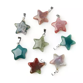 Кулон агат моховой (биж. сплав) звезда 2,5-3 см