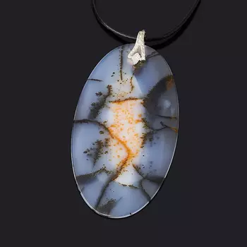 Кулон агат пейзажный (биж. сплав) овал