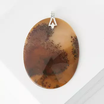 Кулон агат пейзажный (биж. сплав) овал