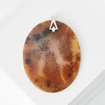 Кулон агат пейзажный (биж. сплав) овал