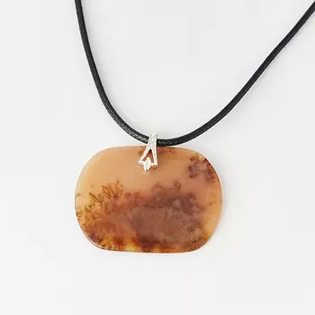 Кулон агат пейзажный (биж. сплав, текстиль)
