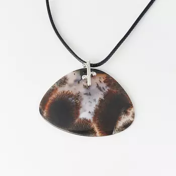 Кулон агат пейзажный (биж. сплав, текстиль)