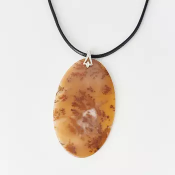 Кулон агат пейзажный (биж. сплав, текстиль) овал