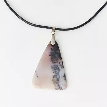 Кулон агат пейзажный (биж. сплав, текстиль) треугольник