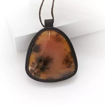 Кулон агат пейзажный (кожа натуральная)