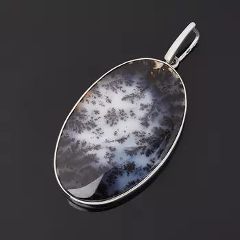 Кулон агат пейзажный (серебро 925 пр. родир. бел.) овал