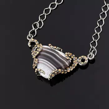 Кулон агат (серебро 925 пр., позолота)