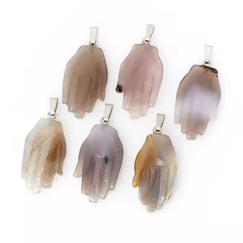 Кулон агат серый (биж. сплав) 5-5,5 см