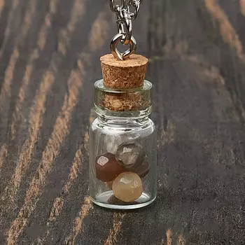 Кулон агат серый (биж. сплав) бутылочка 2,5 см