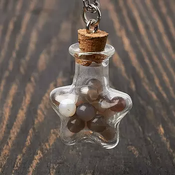 Кулон агат серый (биж. сплав) бутылочка 3,5 см