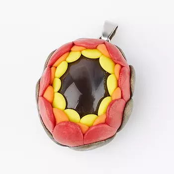 Кулон агат серый (биж. сплав, глина полимерная) 3,5 см