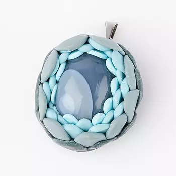 Кулон агат серый (биж. сплав, глина полимерная) 3,5 см