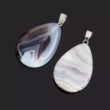 Кулон агат серый (биж. сплав) капля 4,5 см