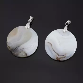 Кулон агат серый (биж. сплав) круг 5 см