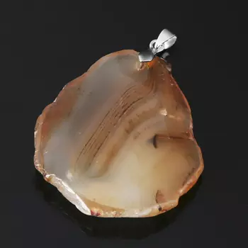 Кулон агат серый (биж. сплав) огранка 5,5 см