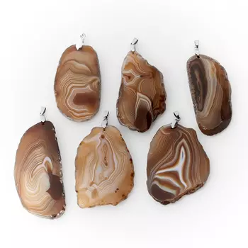 Кулон агат серый (биж. сплав) огранка 8-9,5 см