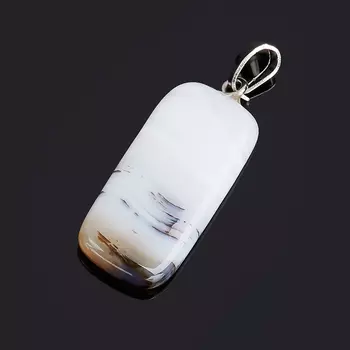 Кулон агат серый (биж. сплав) прямоугольник 4 см