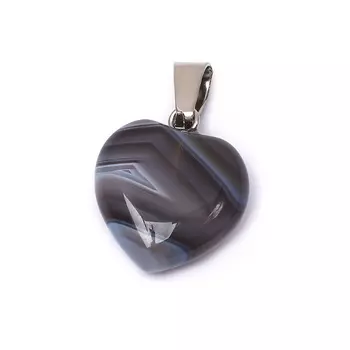 Кулон агат серый (биж. сплав) сердечко 2,5 см