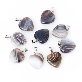 Кулон агат серый (биж. сплав) сердечко 3 см