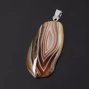 Кулон агат серый (биж. сплав) срез 3-4 см