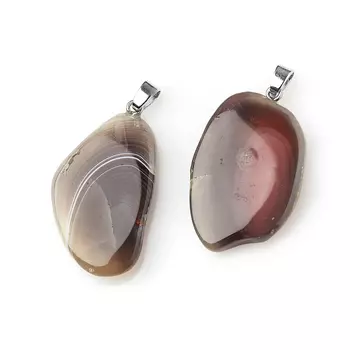 Кулон агат серый (биж. сплав) срез 4-5 см