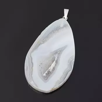 Кулон агат серый (биж. сплав) срез 6,5-8 см