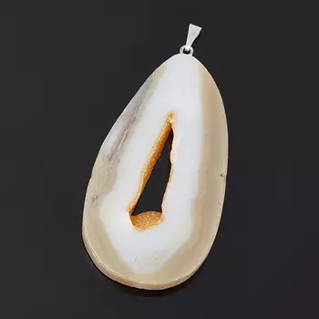 Кулон агат серый (биж. сплав) срез 6,5-8 см