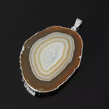 Кулон агат серый (биж. сплав) срез 6-8 см