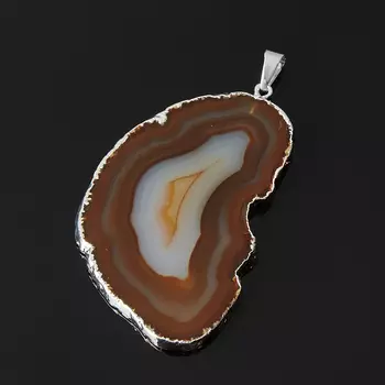 Кулон агат серый (биж. сплав) срез 6-8 см