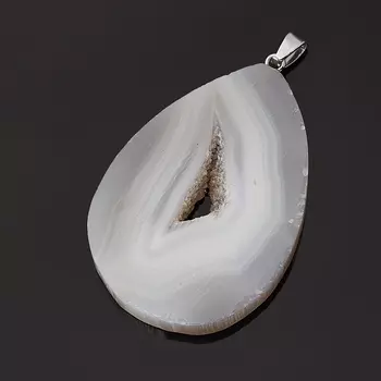 Кулон агат серый (биж. сплав) срез 6 см