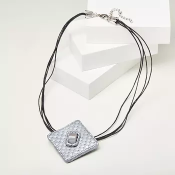 Кулон агат серый (биж. сплав, сталь хир., глина полимерная, текстиль)